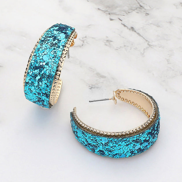 FASHNZFAB Hoop Earrings Blue 4