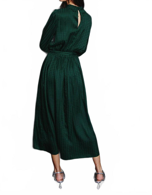 Forum Houndstooth Satin Midi Dress Vert Small 4