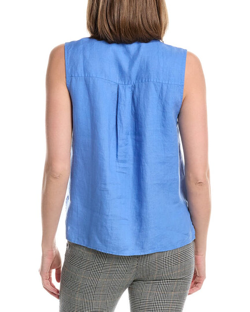 Eileen Fisher Linen Shirt Blue Medium 3