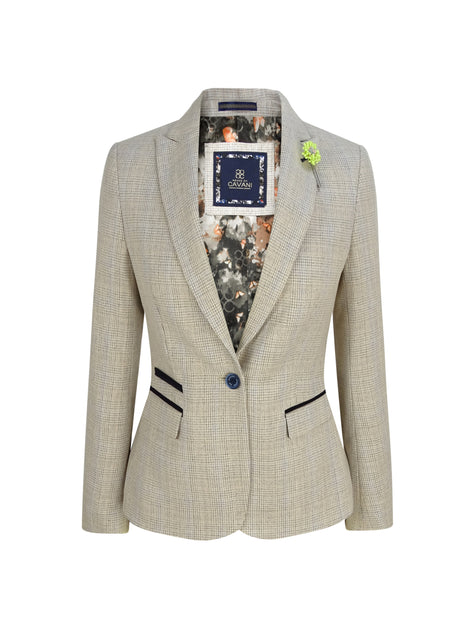 Infinity Women's Tweed Herringbone Jacket Cream US 14 2