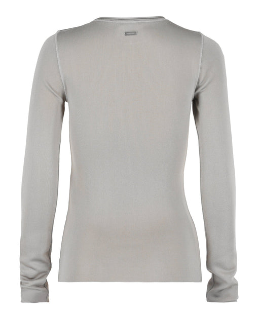 Ferragamo Fitted Long Sleeve Top Silver Large 3