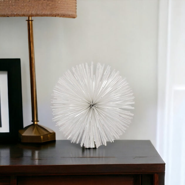 Hivvago Decorative Orb Tabletop Sculpture White 8in 3