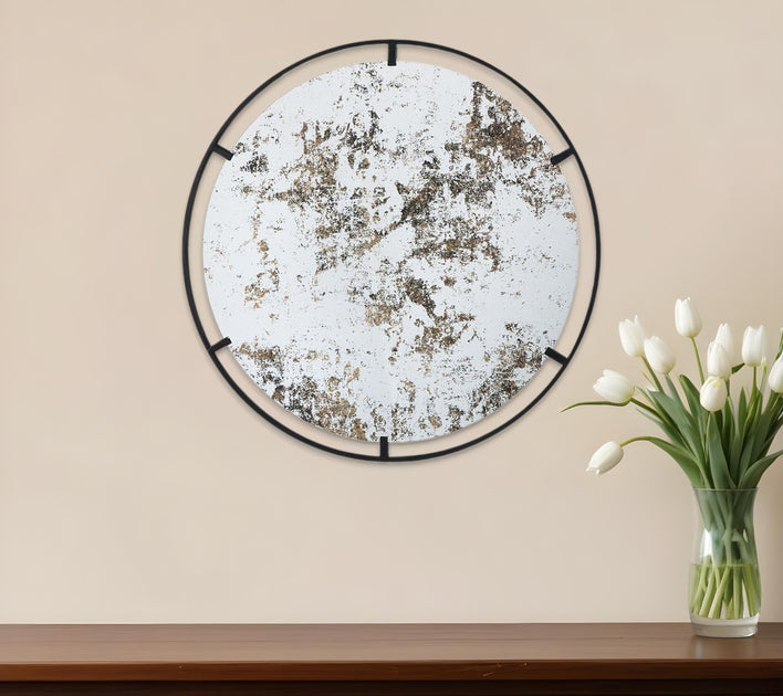 Hivvago 32 Inch Round Accent Mirror Black 2