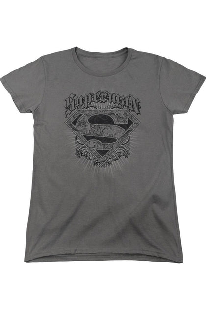Gildan Superman Scrolling Shield T-Shirt Grey Medium 2