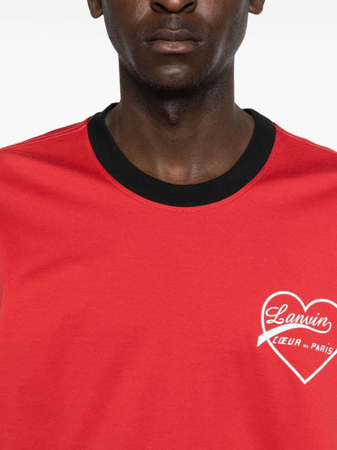 Lanvin Long-Sleeved Cotton T-Shirt Red Medium 4