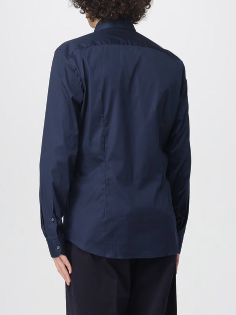 Fay Stretch-Hemd mit Französischem Kragen Blau Small 3