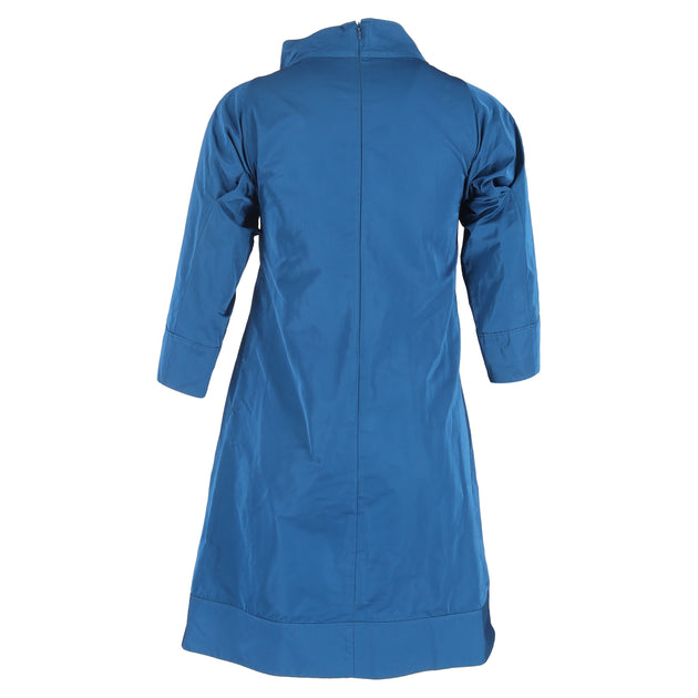Jil Sander High-Collared 3/4 Sleeve Dress Blue 38 4
