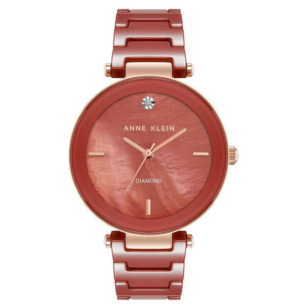 Anne Klein Women's Ceramic Red Round 33mm Red 4