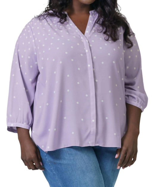 NYDJ Pintuck Button Down Blouse Purple Plus Size 1X 3