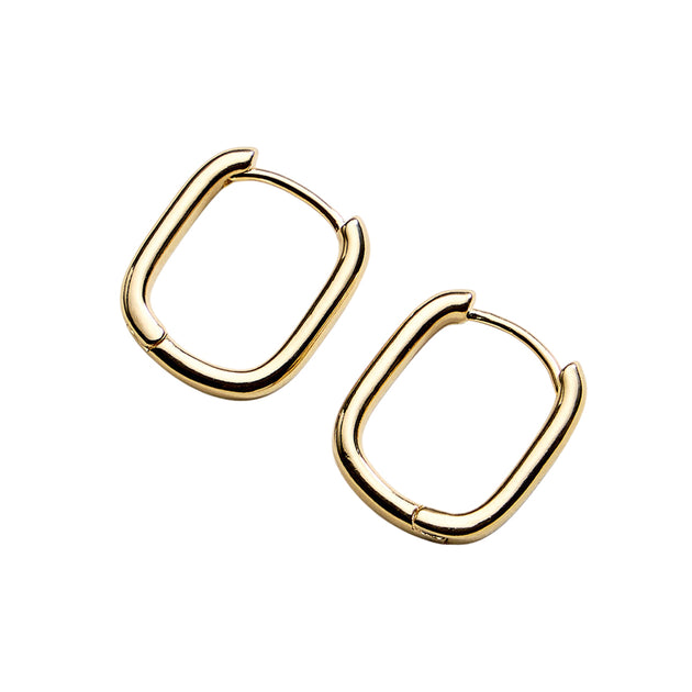 FASHNZFAB Minimal Rectangular Huggie Hoop Earrings Silver 3
