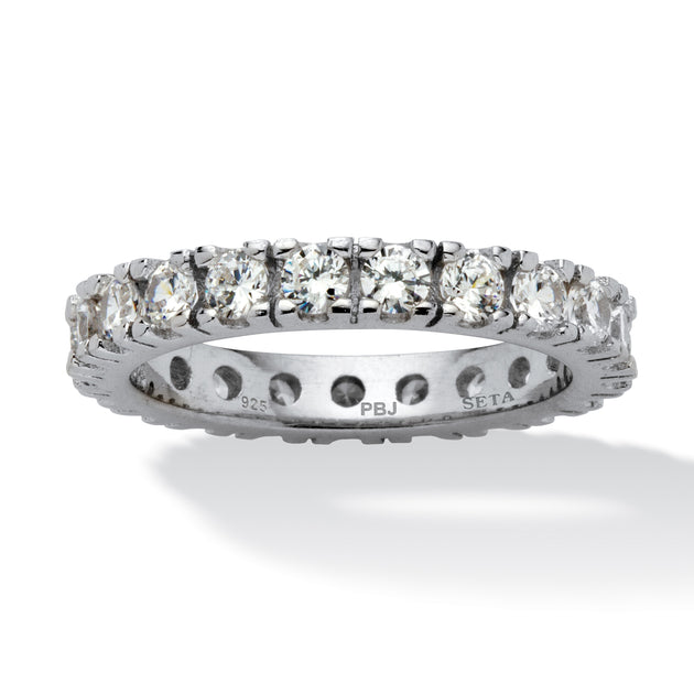 Palm 2 TCW Round CZ Eternity Band Silver US 11 2