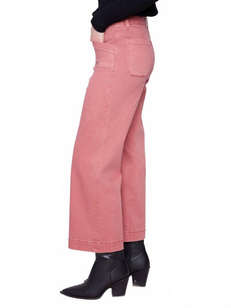 Charlie B Cropped Wide Leg Stretch Twill Pants Pink US 4 4