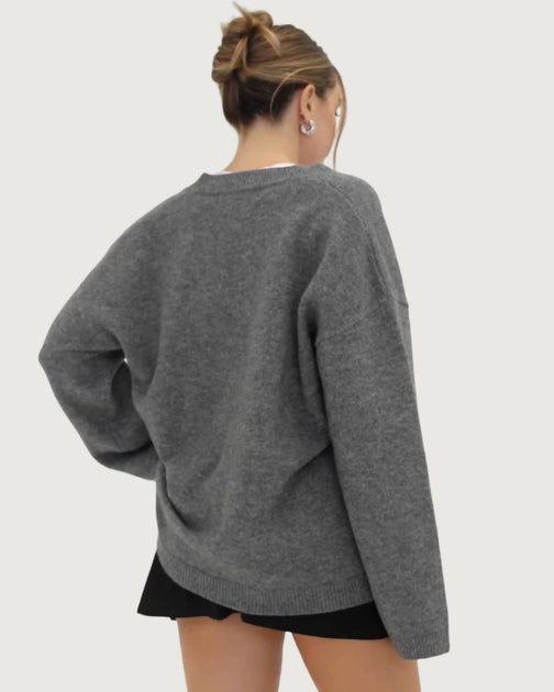 Rumored Hunter V-Neck Sweater Grey Large 4