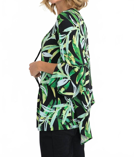 Joseph Ribkoff Zip Front Print Tunic Black US 4 3
