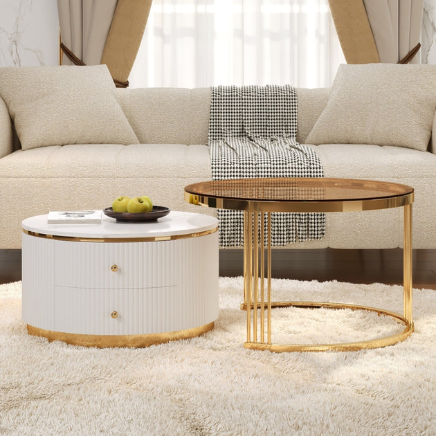 Streamdale Furniture Nesting Coffee Table Set White 2