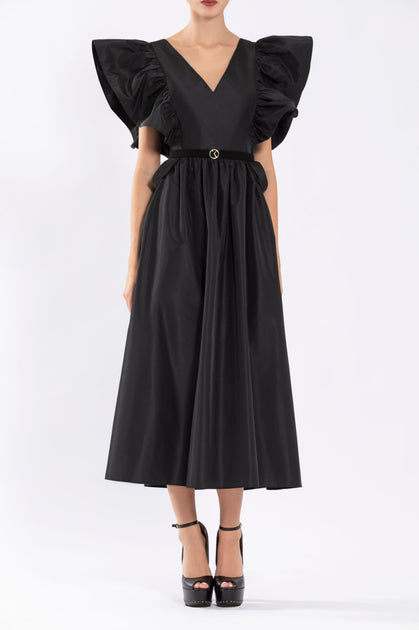 Saiid Kobeisy Taffeta Dress Black EU 40 4