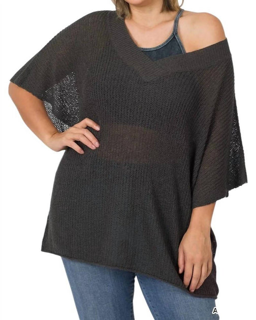 ZENANA Plus Size Dolman Sweater Grey 2X 2