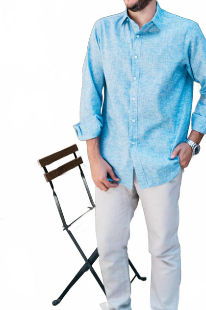 Bahia Linen Shirt Blue XLarge 3