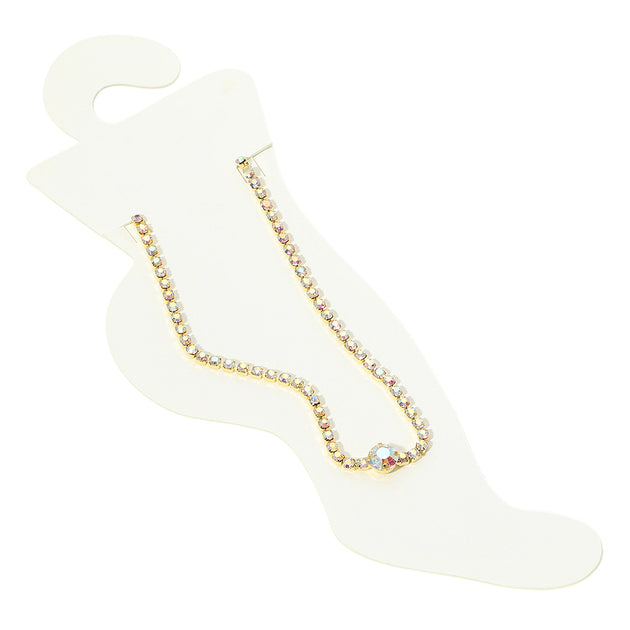 FASHNZFAB Rhinestone Cluster Evening Anklet Gold 4