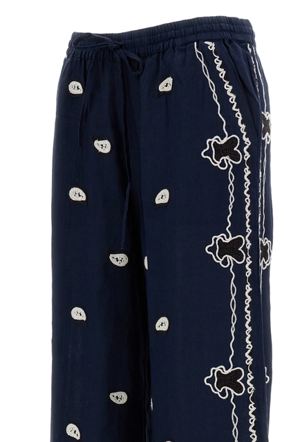 P.A.R.O.S.H. Wide-Leg Linen Trousers Blue XSmall 4
