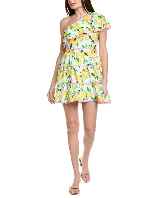 Adrianna Papell One-Shoulder Ruffle Mini Dress Yellow US 12 2