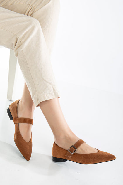 Forever & Always Willow Leather Mary Jane Flats Brown US 8 4