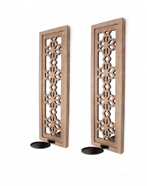 Hivvago Lattice Wall Sconce Candle Holder Tan 3