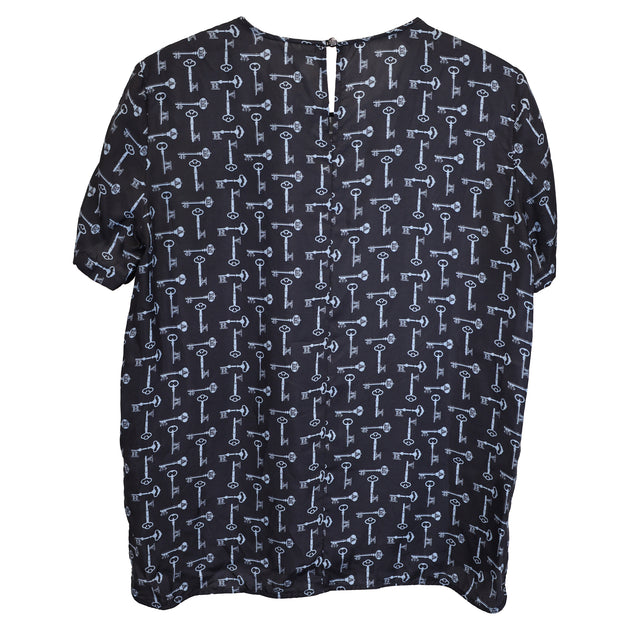 Max Mara Golf Key Printed T-Shirt Navy US 4 4