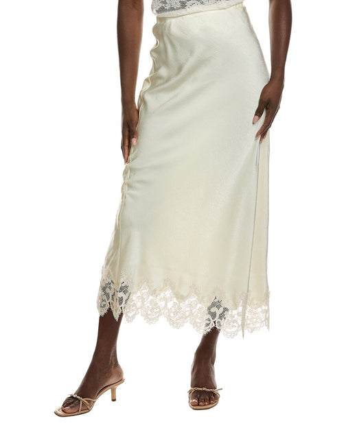 Bardot Elisan Lace Satin Midi Skirt White US 6 2