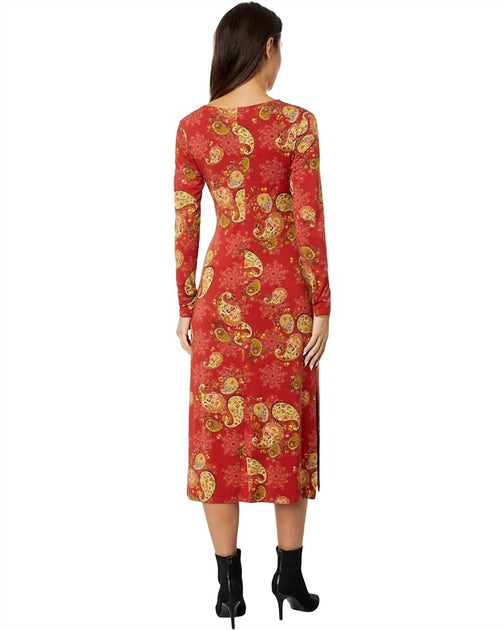 Johnny Was Women Paisley Lace Long Sleeve Tie Front Knit Midi Dress Multi