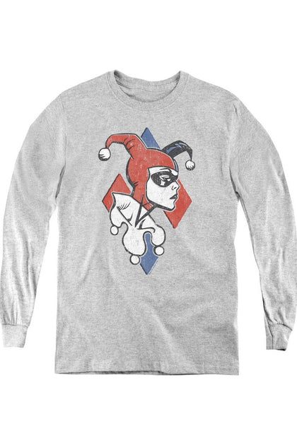 Gildan Batman Profiling Youth Long Sleeve Tee Grey Large 2