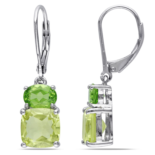 Mimi & Max Peridot Lemon Quartz Leverback Earrings Green 2