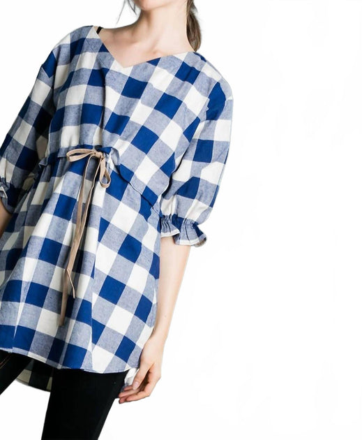 THML Checkered Past Tunique Bleu Small 4
