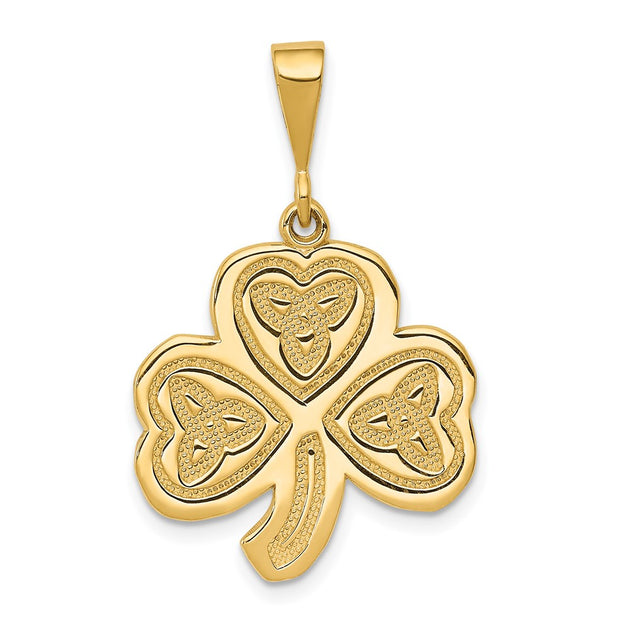 Diamond2Deal Trinity Clover Pendant Yellow Gold 2