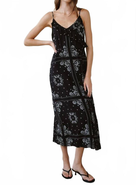 Bella Dahl Ruffle Cami Midi Dress Black XS 2