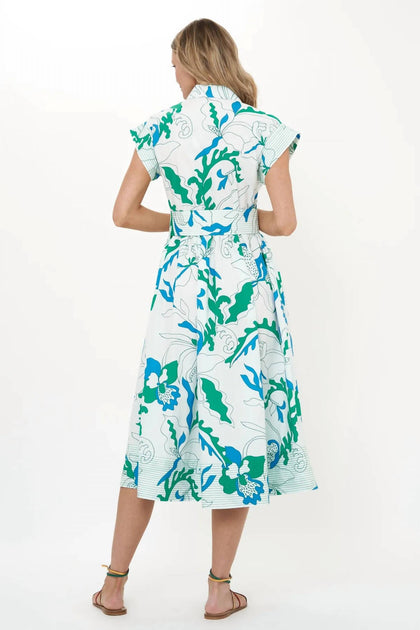 Oliphant Belted Shirt Dress In Orchid Green