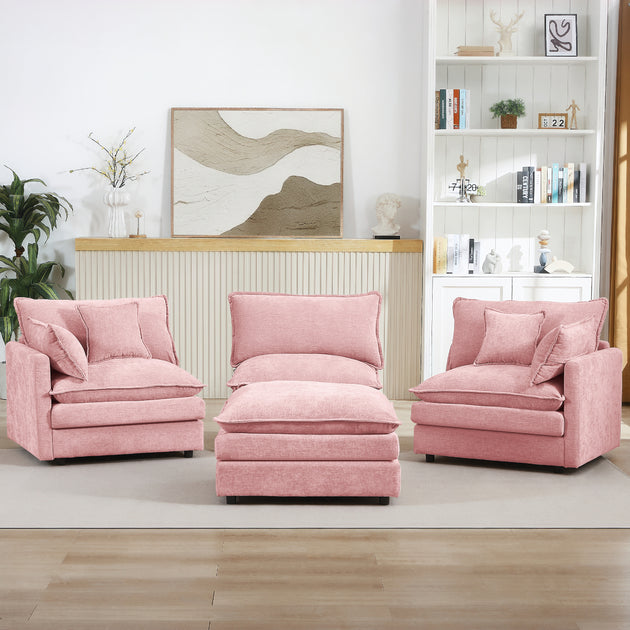 Streamdale Modular Sectional Sofa Pink 102 Inch 4