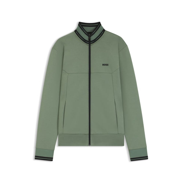 Boss Stripe-detail Zip-up Sweatshirt Green XLarge 2