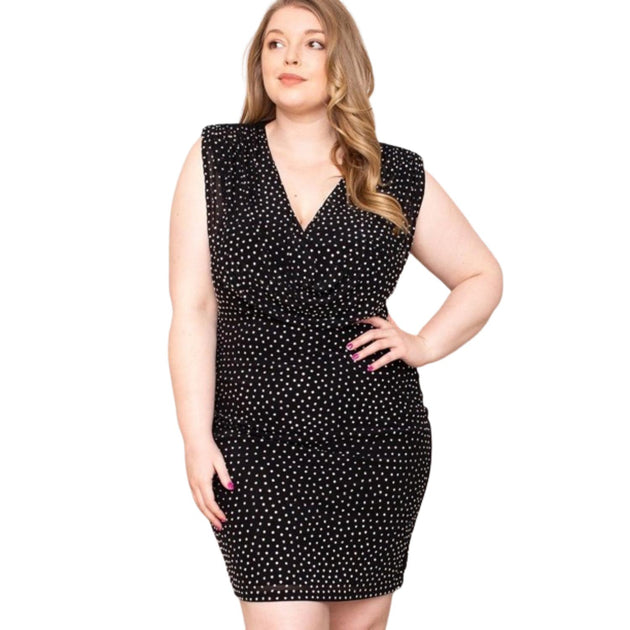 TRUEDAMES Translucent Rhinestone Mini Dress Black XLarge 2
