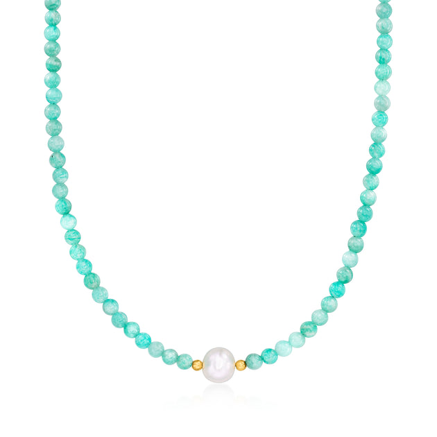 Ross-Simons Pearl and Amazonite Bead Necklace Blue 2