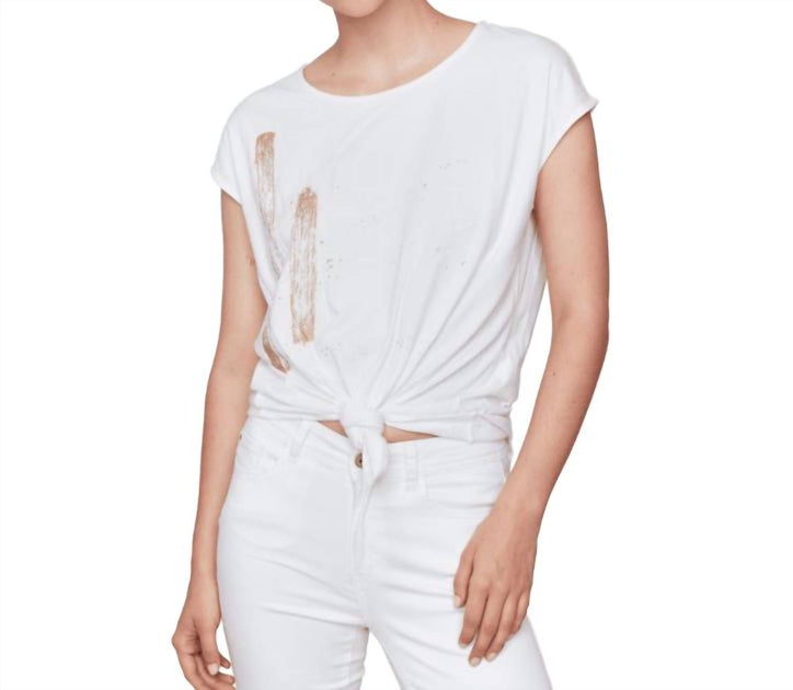 CHARLIE B Cap Sleeve Front Knot Top White XL 2