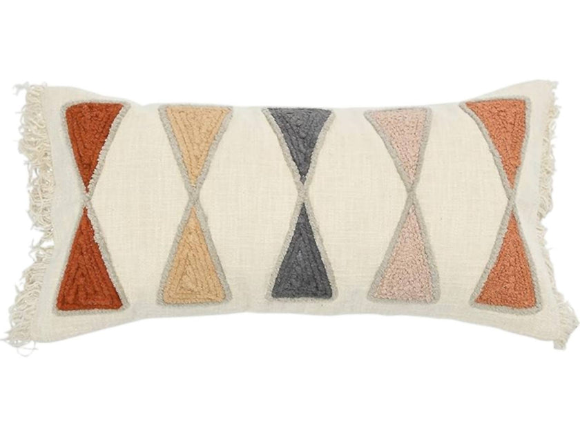Creative Labs Embroidered Lumbar Pillow Cream 24x12 2