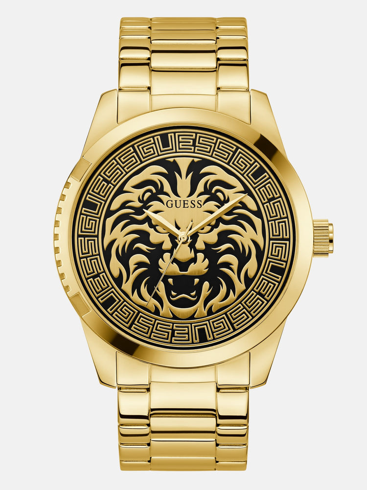 Guess Factory Gold-Tone Lion Analog Watch | ShopSimon