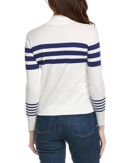 Hannah Rose Streifen 1/2-Zip Pullover Weiß XLarge 3