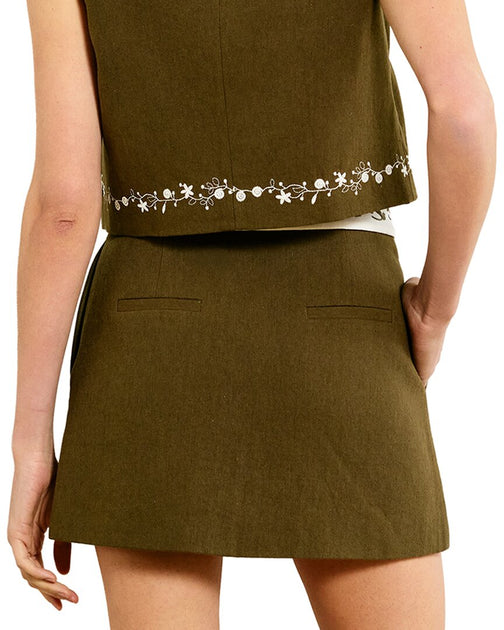Line & Dot Brea Leinen-Misch Minirock Grün Large 3