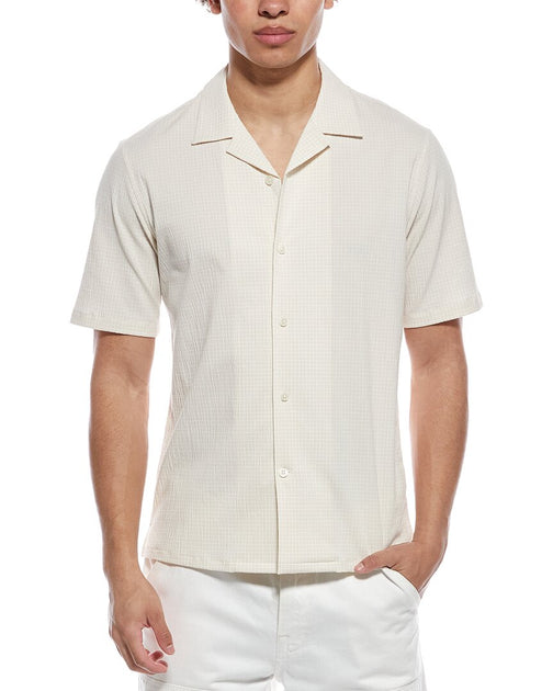 Theory Daze Micro Seersucker Shirt Brown Medium 2