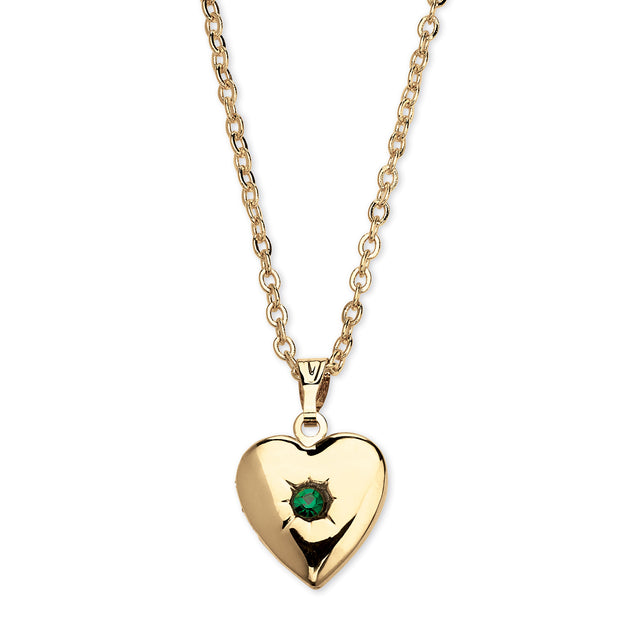Palm Simulated Birthstone Goldtone Locket with Chain Multi 2