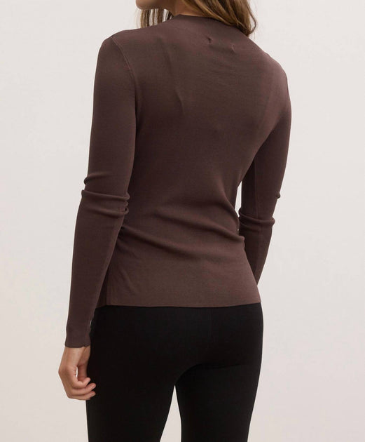 Bayse Sora Long Sleeve Top Brown XS 3