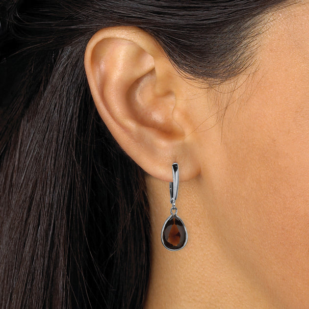 Palm Birthstone .925 Sterling Silver Drop Earrings Blue 4