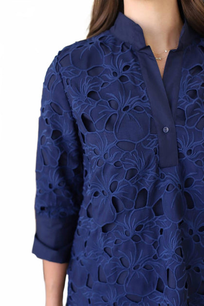 Jade Lace Tunic Top Blue Small 4